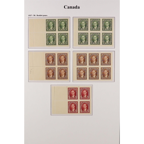 309 - CANADA 1937-51 BOOKLET PANES COLLECTION. never hinged mint incl. 1937-38 1c green 4 stamps + 2 label... 