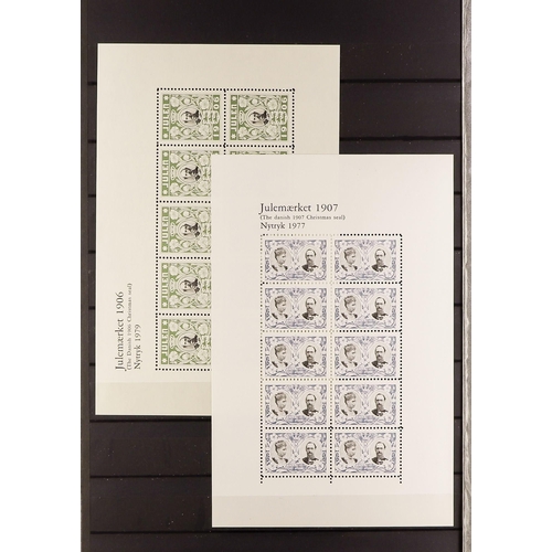 374 - DENMARK CHRISTMAS SEALS OFFICIAL REPRINTS all different sheetlets, incl. 1977 reprint of 1907, 1978 ... 