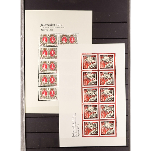 374 - DENMARK CHRISTMAS SEALS OFFICIAL REPRINTS all different sheetlets, incl. 1977 reprint of 1907, 1978 ... 