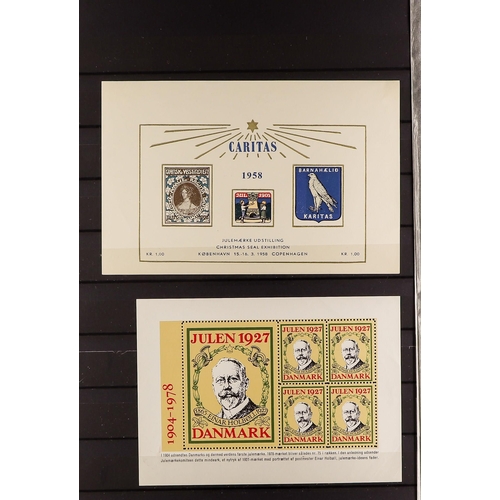 374 - DENMARK CHRISTMAS SEALS OFFICIAL REPRINTS all different sheetlets, incl. 1977 reprint of 1907, 1978 ... 