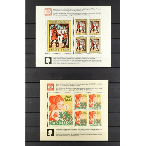 374 - DENMARK CHRISTMAS SEALS OFFICIAL REPRINTS all different sheetlets, incl. 1977 reprint of 1907, 1978 ... 