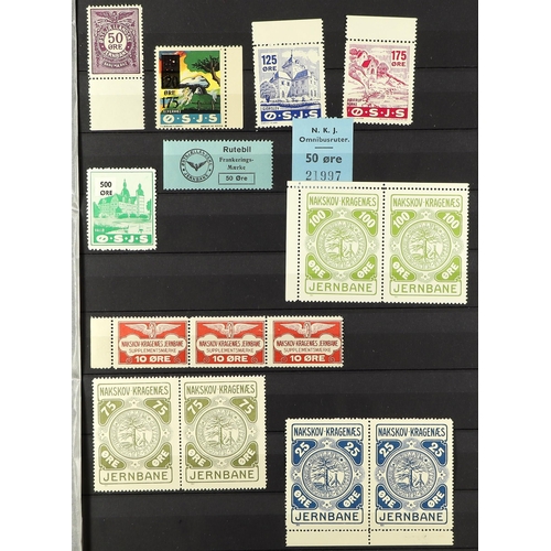 378 - DENMARK PRIVATE RAILWAY PARCEL STAMPS 1910's -1960's mint or used collection featuring a wide range ... 