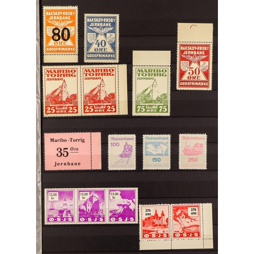 378 - DENMARK PRIVATE RAILWAY PARCEL STAMPS 1910's -1960's mint or used collection featuring a wide range ... 