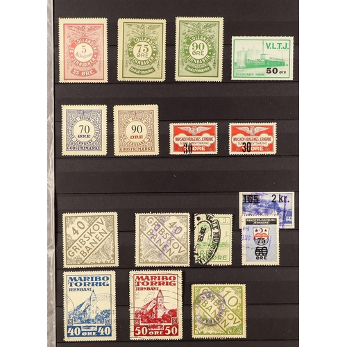 378 - DENMARK PRIVATE RAILWAY PARCEL STAMPS 1910's -1960's mint or used collection featuring a wide range ... 