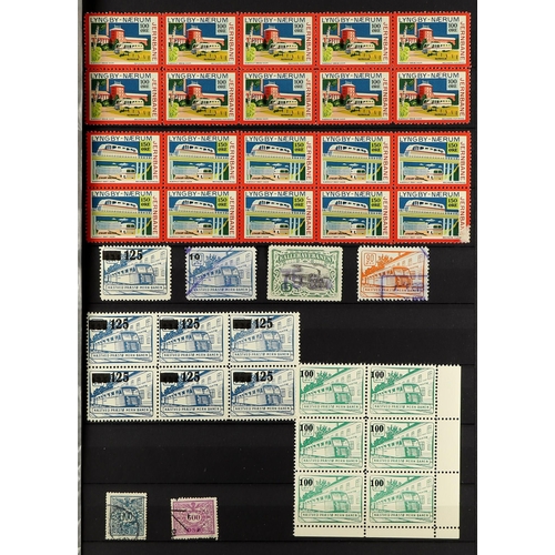 378 - DENMARK PRIVATE RAILWAY PARCEL STAMPS 1910's -1960's mint or used collection featuring a wide range ... 