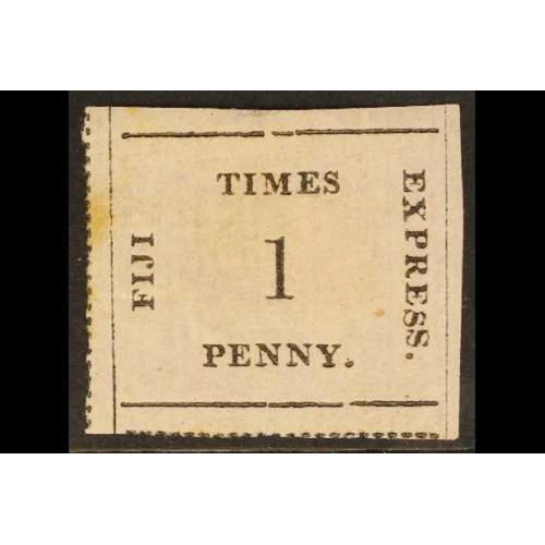 411 - FIJI 1870-71 1d black on rose on thin vertically laid paper (position 18), SG 5, mint with a couple ... 