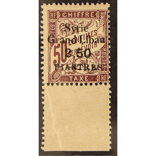 441 - FRENCH COLONIES ISSUES FOR LEBANON AND SYRIA POSTAGE DUE - SURCHARGE ERROR 1923 2p50 (instead of 3p)... 