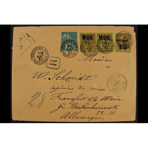 443 - FRENCH COLONIES MARTINIQUE 1887 registered cover to Germany franked General Colonies 5c green, 1887 ... 