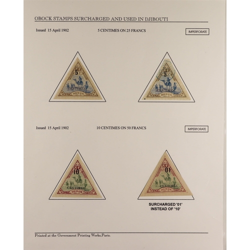 449 - FRENCH COLONIES SOMALI COAST 1899-1902 SURCHARGES mint and used collection incl. 1902 (Jan-Feb) 0.40... 