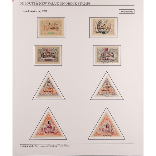 449 - FRENCH COLONIES SOMALI COAST 1899-1902 SURCHARGES mint and used collection incl. 1902 (Jan-Feb) 0.40... 