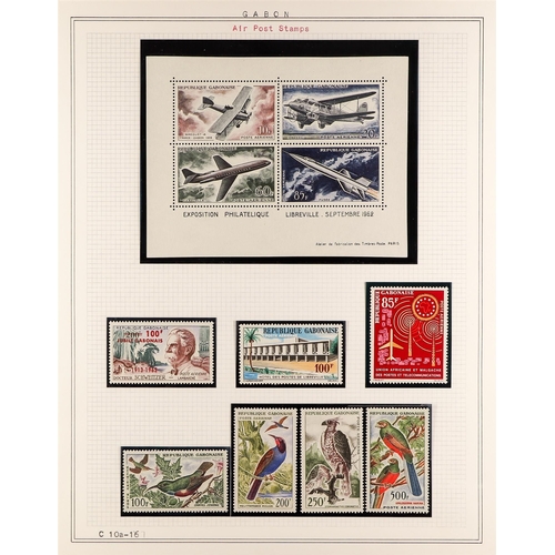 456 - GABON 1959-67 COMPLETE NEVER HINGED MINT collection of Postage and Air Post issues, Yv. 147/215 & ai... 