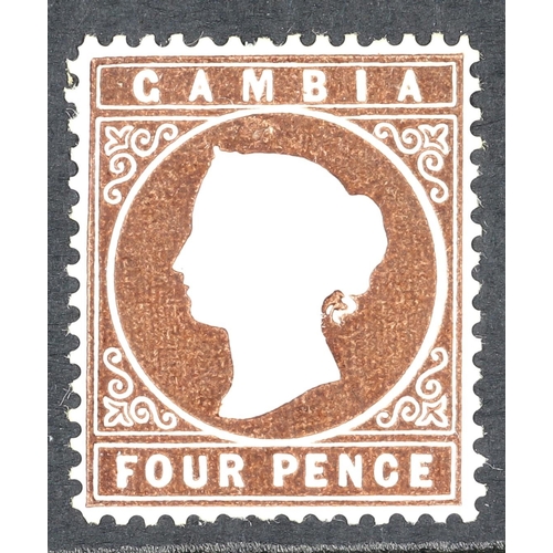 458 - GAMBIA 1880-81 4d brown, watermark sideways to left, SG 15Aw, mint, couple of shorter perfs. at base... 