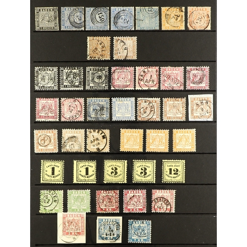 466 - GERMAN STATES BADEN 1860-68 collection incl. 1860-62 (perf 13½) to 6kr (2 shades); 1862 (perf 10) 9k... 