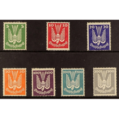 481 - GERMANY 1924 Wood Pigeon air set, Mi 344/350, never hinged mint with 50pf to 300pf bearing expert ma... 