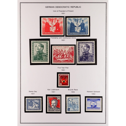 508 - GERMANY EAST 1949-60 NEVER HINGED MINT COLLECTION on printed pages, largely complete incl. 1950 DEBR... 