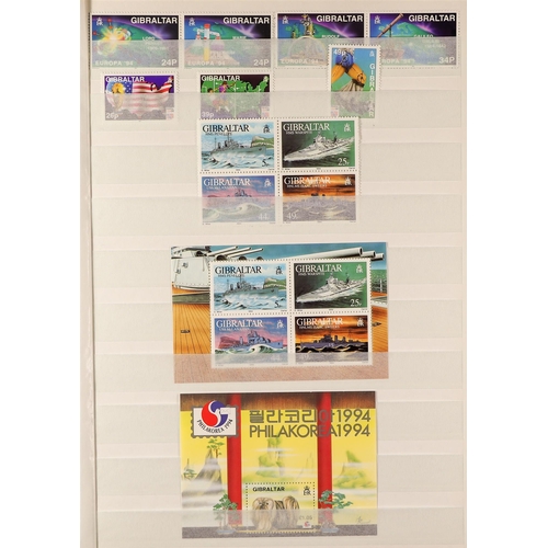 530 - GIBRALTAR 1991-99 NEVER HINGED MINT COLLECTION complete run incl. 1993-97 Warships m/s, 1993-95 Arch... 