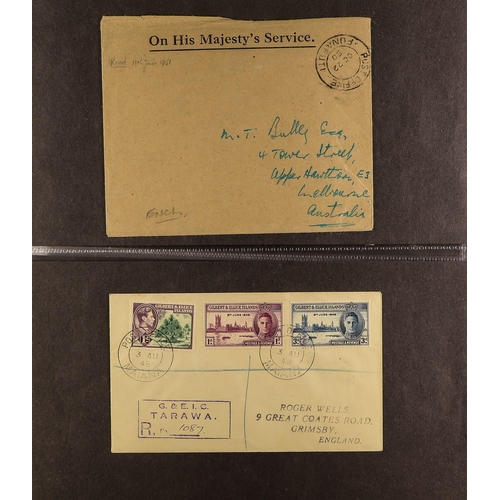 539 - GILBERT & ELLICE IS 1937-55 COVERS COLLECTION all bearing KGVI stamps (except for a 1950 stampless o... 