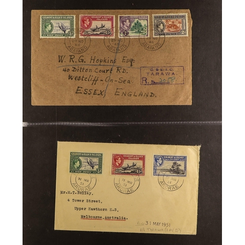 539 - GILBERT & ELLICE IS 1937-55 COVERS COLLECTION all bearing KGVI stamps (except for a 1950 stampless o... 