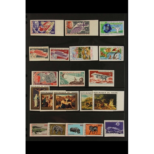 828 - NIGER 1965-73 NHM IMPERFS COLLECTION Postage and Air issues incl. 1966 Cement Works set, 1968 