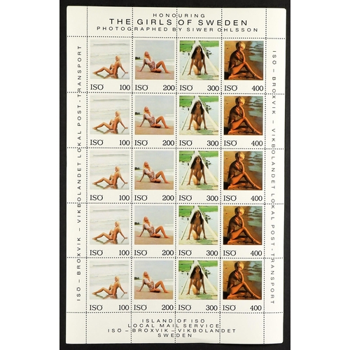 91 - COLLECTIONS & ACCUMULATIONS ISLAND OF ISO (SWEDEN) NUDES LOCAL STAMPS a wholesale lot of complete sh... 