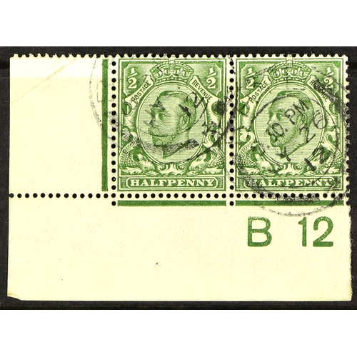 1010 - GB.GEORGE V 1912 ½d green Downey head, SG N4 (1), lower left corner 