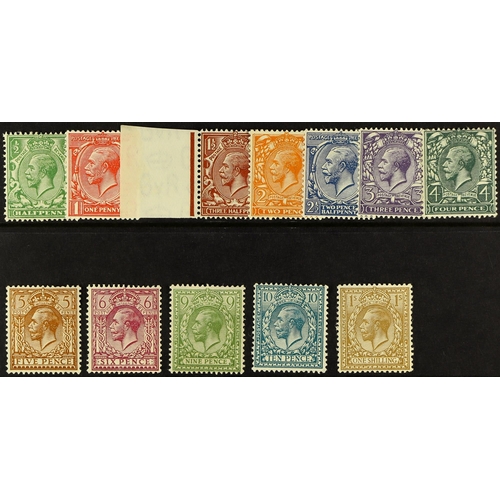 1015 - GB.GEORGE V 1924-26 basic set, SG 418/429, never hinged mint. (12 stamps)