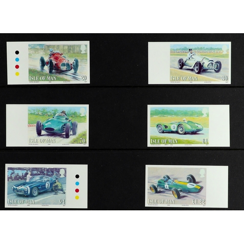 1077 - GB.ISLANDS ISLE OF MAN 2008 IMPERF PROOFS British Motor Racing set, SG 1435/1440, marginal proofs fr... 