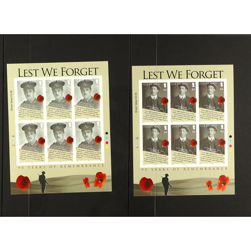 1078 - GB.ISLANDS ISLE OF MAN 2008 90th Anniversary of the End of World War I, complete set as imperf sheet... 