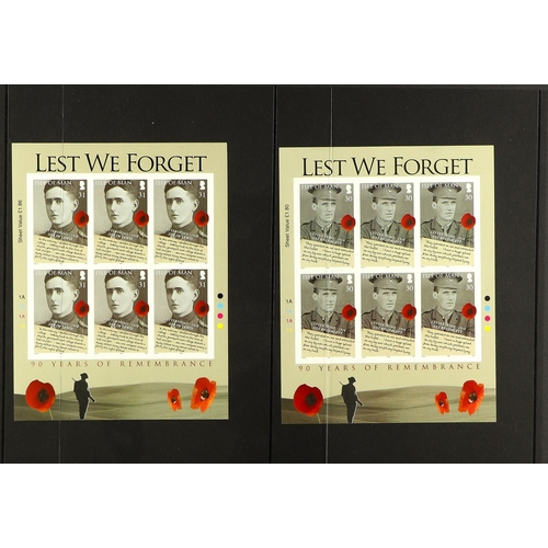 1078 - GB.ISLANDS ISLE OF MAN 2008 90th Anniversary of the End of World War I, complete set as imperf sheet... 