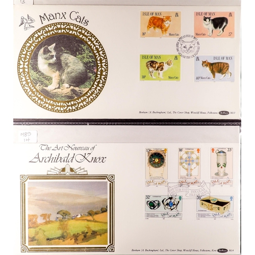 1079 - GB.ISLANDS ISLE OF MAN BENHAM FDC'S 1985-90 collection, between M85/03-M90/30, fine. (38 covers)