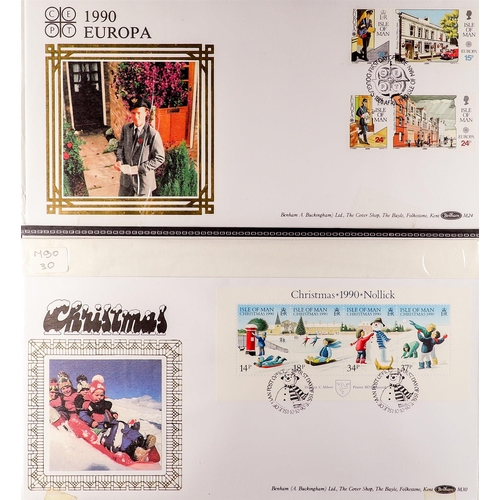 1079 - GB.ISLANDS ISLE OF MAN BENHAM FDC'S 1985-90 collection, between M85/03-M90/30, fine. (38 covers)