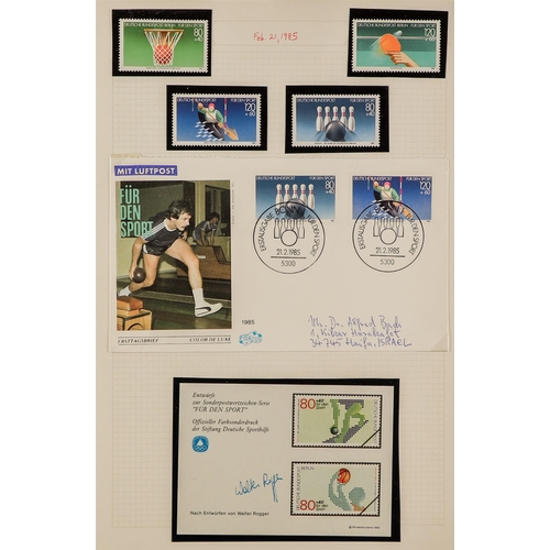 126 - TOPICALS SPORTS ON STAMPS OF GERMANY 1956-1999 extensive two volume collection of never hinged mint ... 