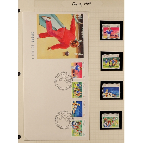 127 - TOPICALS SPORTS ON STAMPS OF AUSTRALIA 1957-95 in an alum, incl. fine mint (mostly never hinged) sta... 