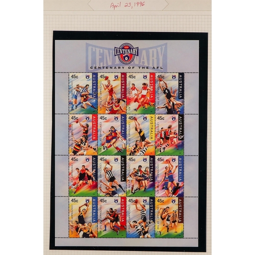 127 - TOPICALS SPORTS ON STAMPS OF AUSTRALIA 1957-95 in an alum, incl. fine mint (mostly never hinged) sta... 