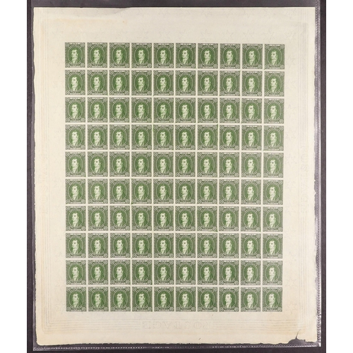 142 - ARGENTINA 1864 RIVADAVIA REPRINTS COMPLETE SHEET 10c green, imperf reprint from the cleaned original... 