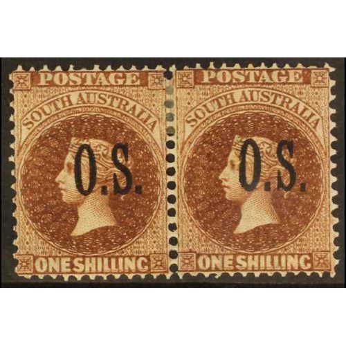 151 - AUSTRALIAN STATES SOUTH AUSTRALIA OFFICIAL 1902 1s dull brown, SG O36, fine mint horizontal pair. Ca... 