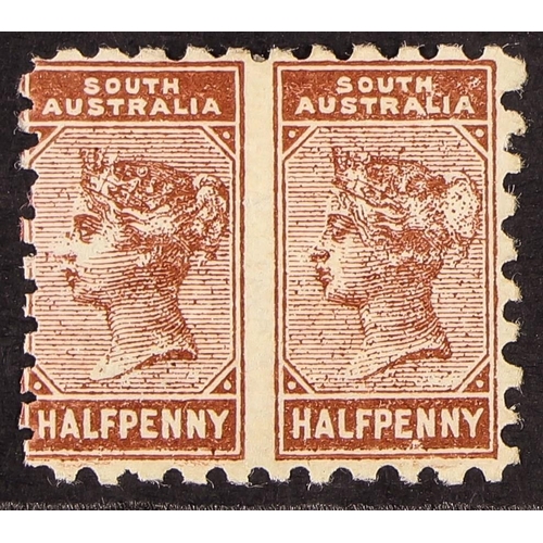 152 - AUSTRALIAN STATES SOUTH AUSTRALIA 1891 ½d red-brown, horizontal pair, imperf between, compound perfs... 