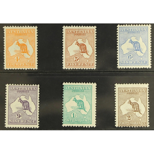 156 - AUSTRALIA 1913 First Kangaroo 4d to 2s, SG 6/12, fine mint. Cat. £715. (6 stamps)