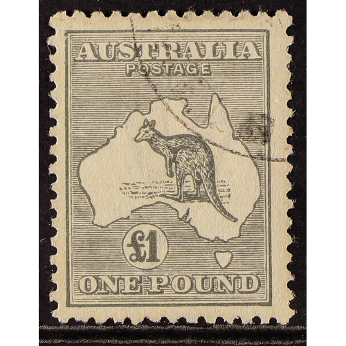 170 - AUSTRALIA 1924 £1 grey Kangaroo, SG 75, very fine corner cds used. Cat. £350.