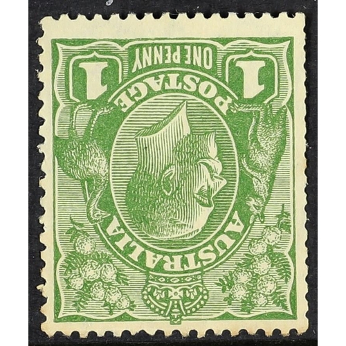 171 - AUSTRALIA 1926 1d sage-green, Die II, watermark inverted, SG 95bw, mint with partially trimmed perfs... 