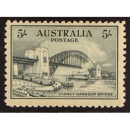 176 - AUSTRALIA 1932 5s blue-green Sydney Harbour Bridge, SG 143, fine mint. Cat. £425.