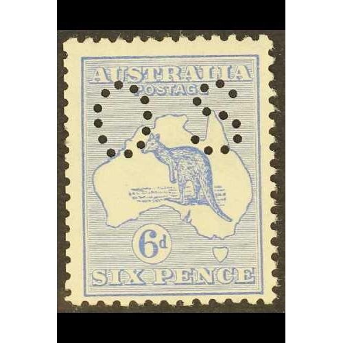 184 - AUSTRALIA OFFICIALS 1914 6d ultramarine first watermark Kangaroo, small perf 'OS', SG O23, never hin... 