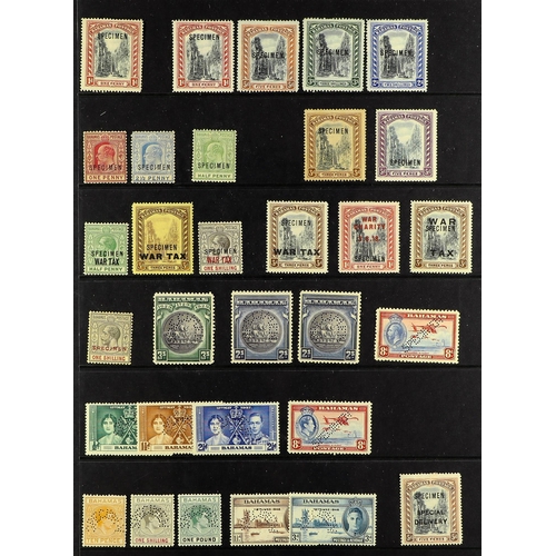 213 - BAHAMAS 1901-46 SPECIMEN STAMPS a range incl. 1901-03 Staircase set, 1911-19 3d and 5d, War Tax incl... 