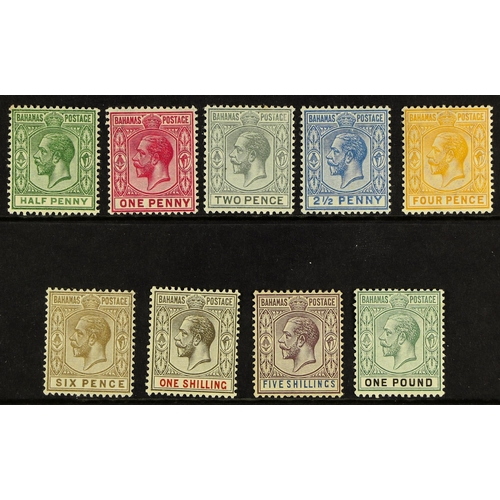 218 - BAHAMAS 1912-19 set, SG 81/89, fine mint. Cat. £225. (9 stamps)