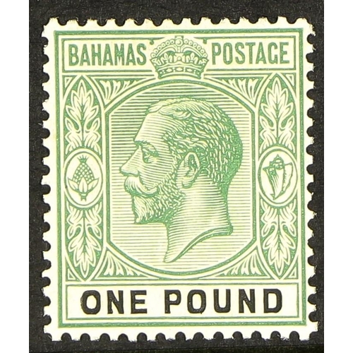 225 - BAHAMAS 1926 £1 green and black, SG 125, fine mint.