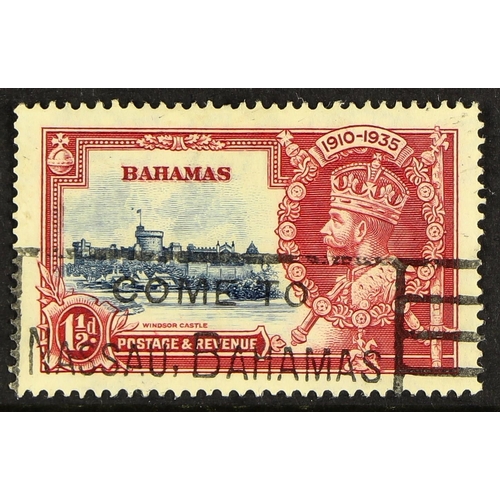 226 - BAHAMAS 1935 1½d deep blue and carmine Silver Jubilee, dot by flagstaff, SG 141h, neat part slogan c... 