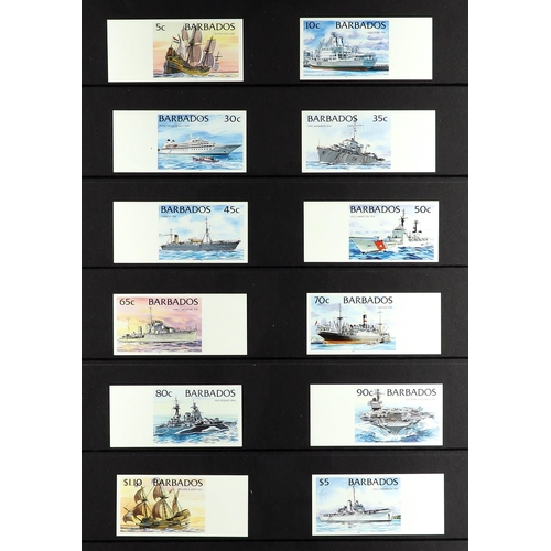 248 - BARBADOS 1996 IMPERF PROOFS Ship set with 1996 imprint date complete, as SG 1075/87, IMPERF PROOFS f... 