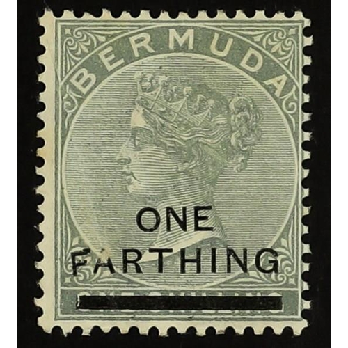 273 - BERMUDA 1901 ½d on 1s bluish grey, 'F' in 'FARTHING' inserted by handstamp, SG 30ba, very lightly hi... 