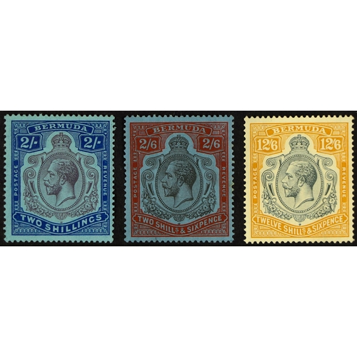 275 - BERMUDA 1924-32 2s, 2s.6d and 12s.6d, SG 88/89 and 93, mint, the 12s.6d with light gum toning. Cat. ... 