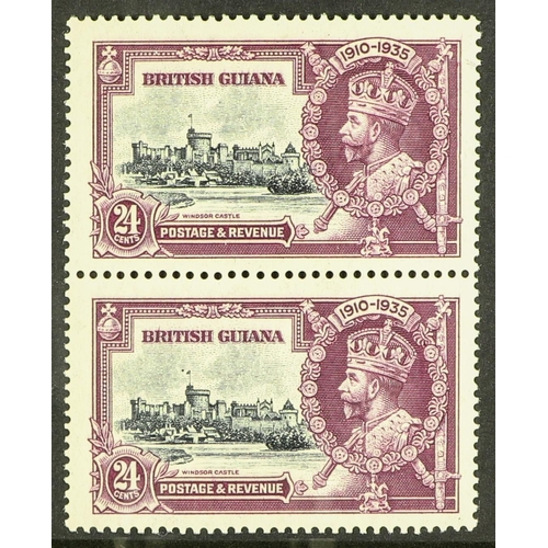 288 - BR. GUIANA 1935 24c slate and purple Silver Jubilee, DOT BY FLAGSTAFF, SG 304h, never hinged mint in... 